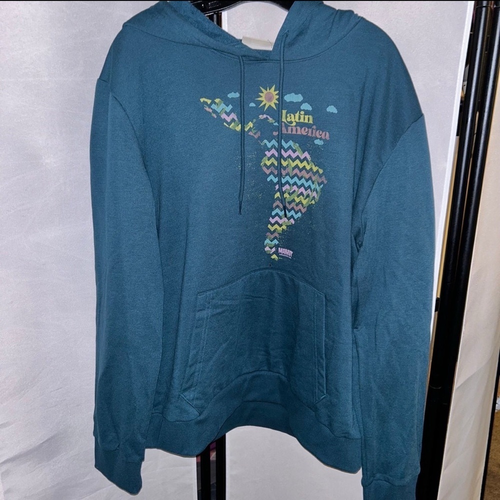 Latin America Teal Hoodie size medium